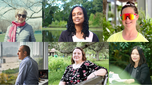 Six image of patients with migraine in a collage